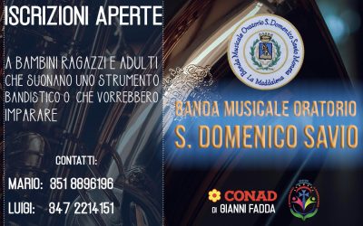 Aperte le iscrizioni per nuovi ingressi nella Banda Musicale “S. Domenico Savio”